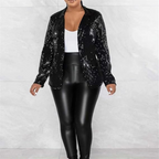 R&B | Damen Glänzender Party Blazer Mantel Pailletten