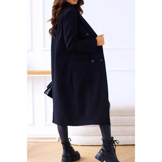 R&B | Langmantel Oversized Fit Wollqualität Doppelt Geknöpft Klassische Details