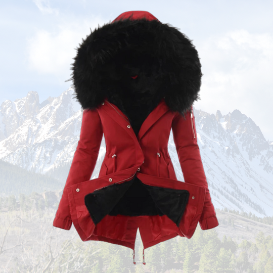 R&B | Thermisch Isolierte Winterjacke - Modischer Wintermantel mit Kunstfellkapuze