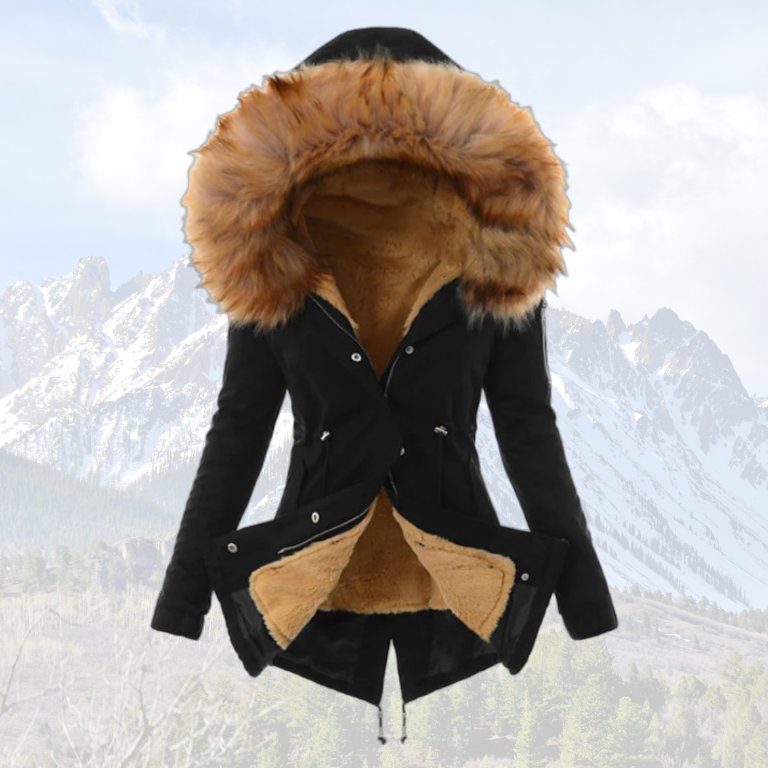 R&B | Thermisch Isolierte Winterjacke - Modischer Wintermantel mit Kunstfellkapuze