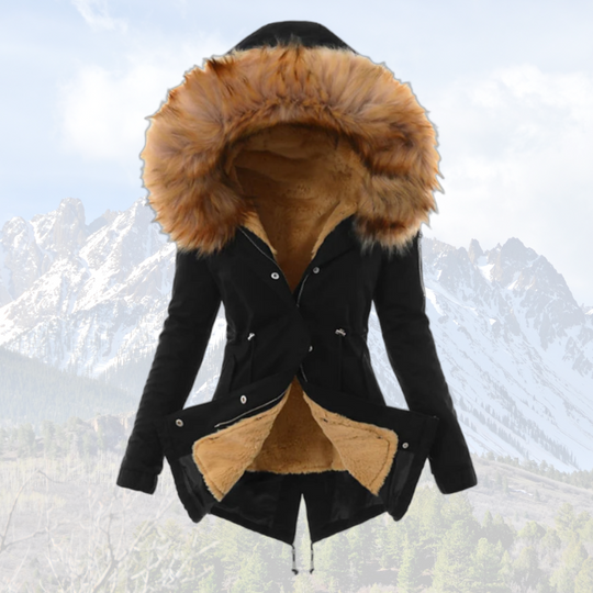 R&B | Thermisch Isolierte Winterjacke - Modischer Wintermantel mit Kunstfellkapuze