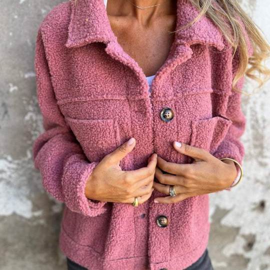 R&B | Teddy-jacke mit Knöpfen Weich und Warm Perfekt für Herbst und Winter