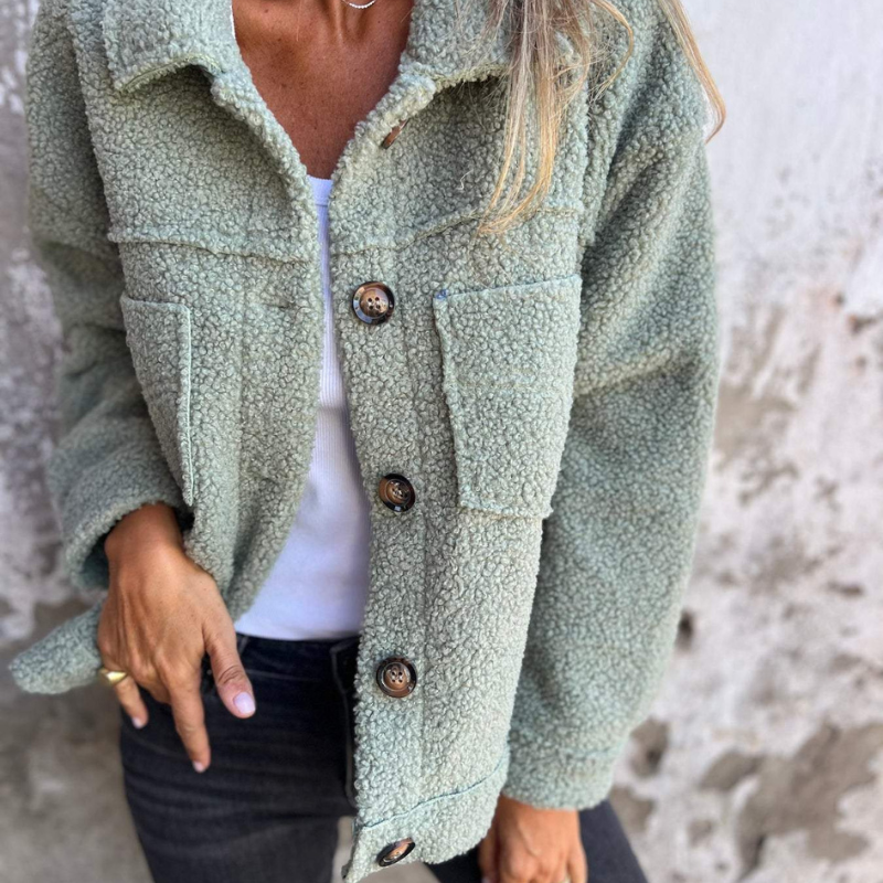 R&B | Teddy-jacke mit Knöpfen Weich und Warm Perfekt für Herbst und Winter