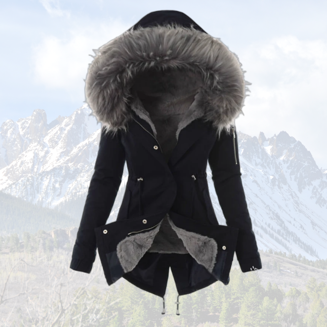 R&B | Thermisch Isolierte Winterjacke - Modischer Wintermantel mit Kunstfellkapuze