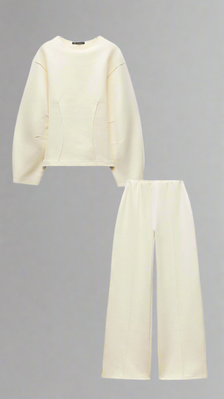 R&B | Bequemes Damen Pullover Satz mit Weiten Hosen