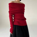 R&B | Off-Shoulder Strickpullover Gerippter Strick Enganliegendes und Elegantes Design