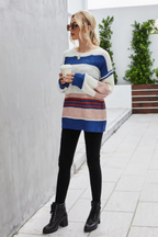 R&B | Pullover - Damen Winter Gestreifter Strickpullover