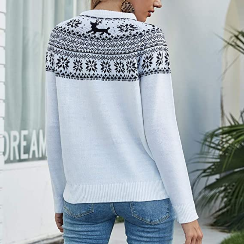 R&B | Strickpullover Fair Isle Muster Weich und Warm Rundhalsausschnitt Lange Ärmel
