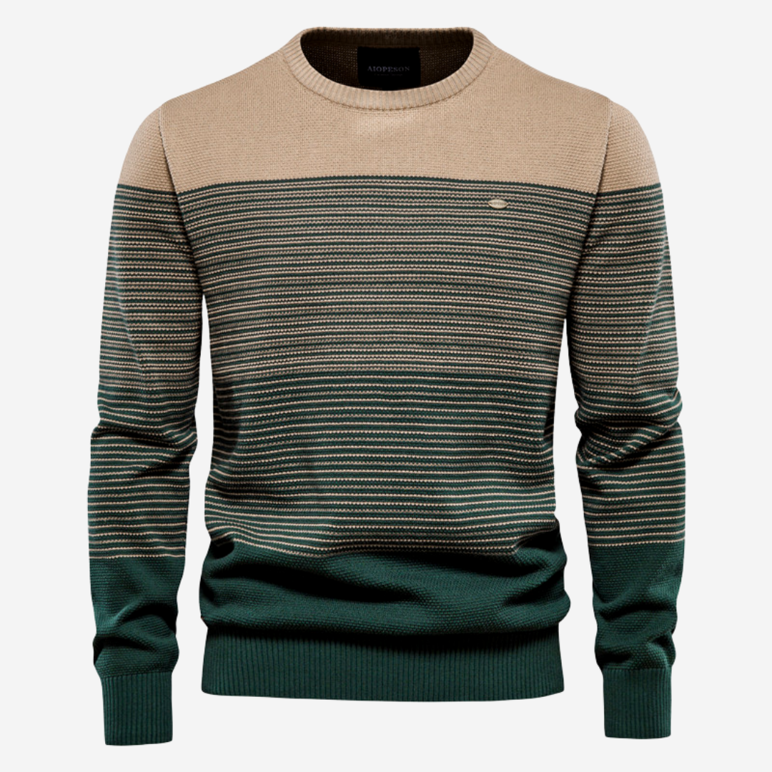 R&B | Strickpullover mit Kontraststreifen Baumwollmischung Komfort und Stil