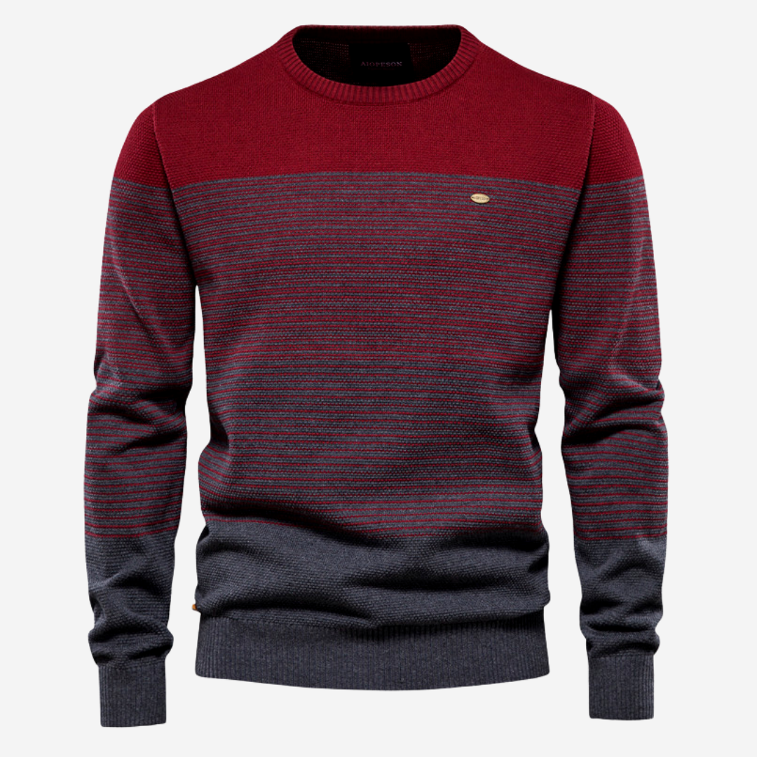 R&B | Strickpullover mit Kontraststreifen Baumwollmischung Komfort und Stil