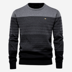R&B | Strickpullover mit Kontraststreifen Baumwollmischung Komfort und Stil