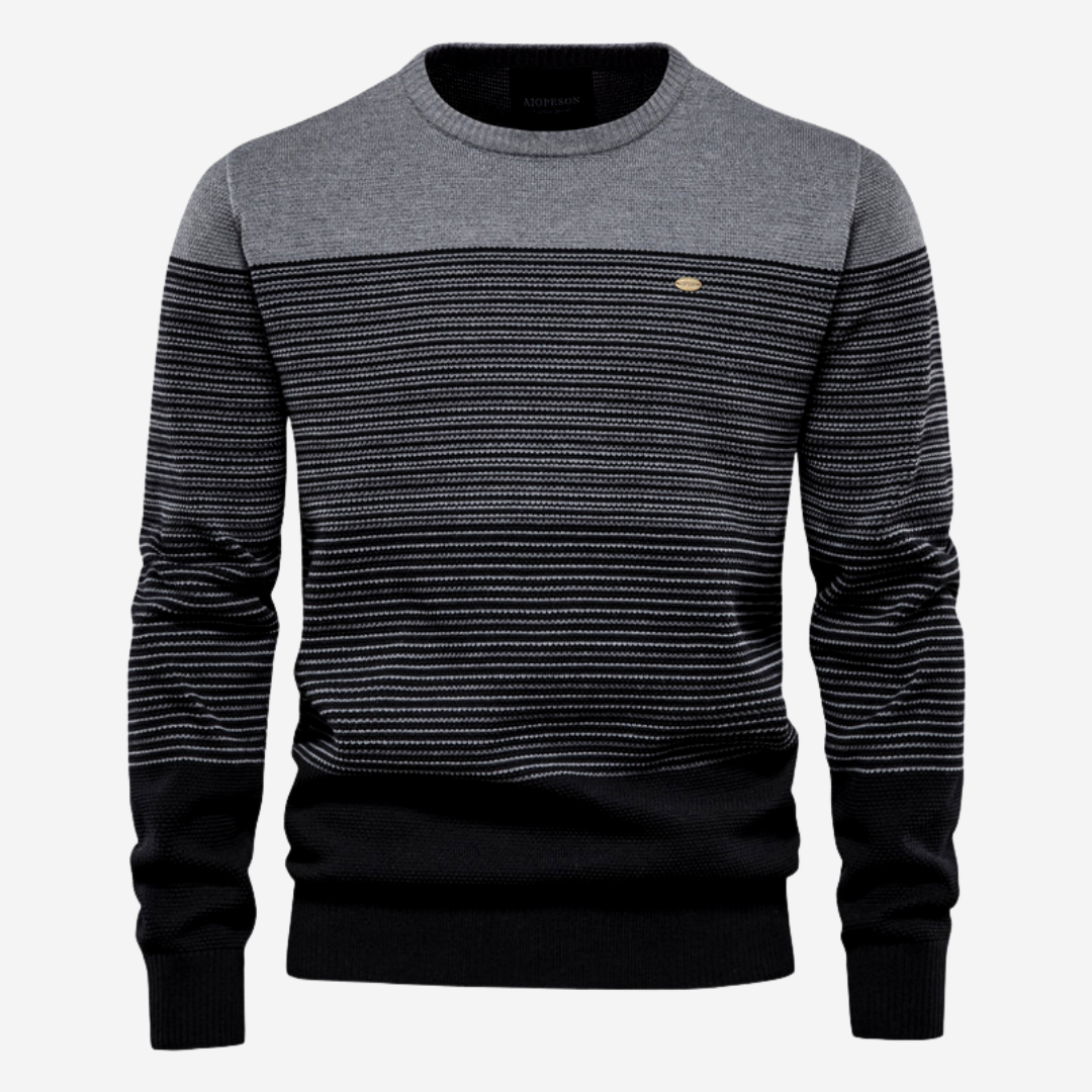 R&B | Strickpullover mit Kontraststreifen Baumwollmischung Komfort und Stil