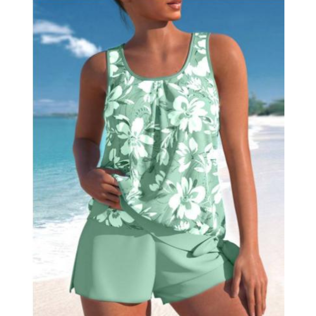 R&B | Damen Blumenmuster Zweiteiliges Badeanzug Set Bright