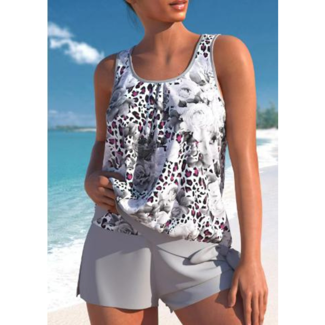 R&B | Damen Blumenmuster Zweiteiliges Badeanzug Set Bright