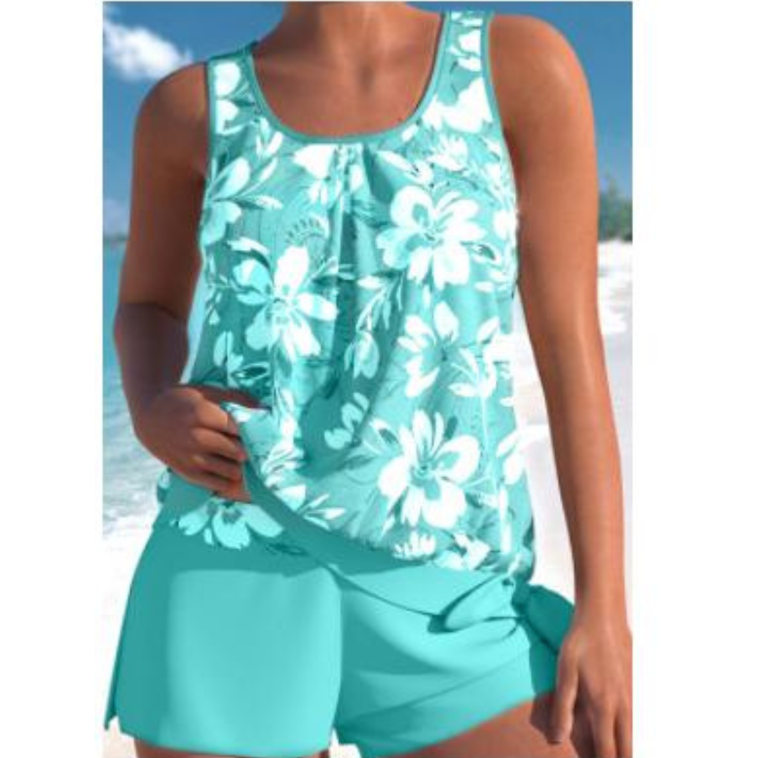 R&B | Damen Blumenmuster Zweiteiliges Badeanzug Set Bright
