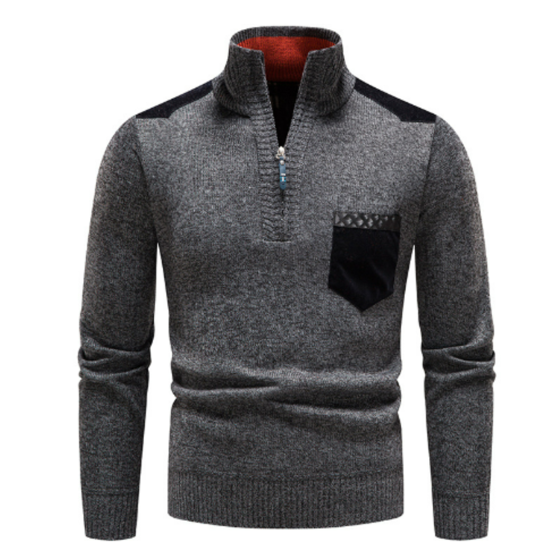 R&B | Herrenpullover mit Reißverschluss am Hals und langen Ärmeln