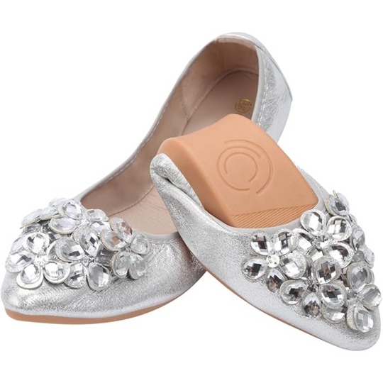 Funkelnde Strass Ballerina Flache Schuhe - Yelena R&B