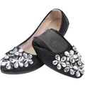 Funkelnde Strass Ballerina Flache Schuhe - Yelena R&B