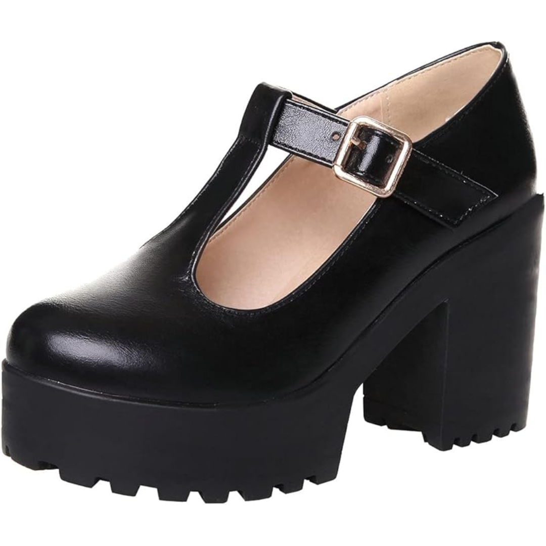 T-Strap Chunky Platform Heels – Jane R&B