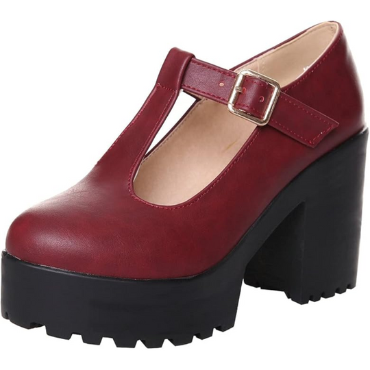 T-Strap Chunky Platform Heels – Jane R&B