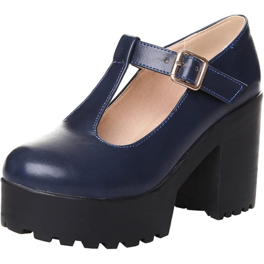 T-Strap Chunky Platform Heels – Jane R&B