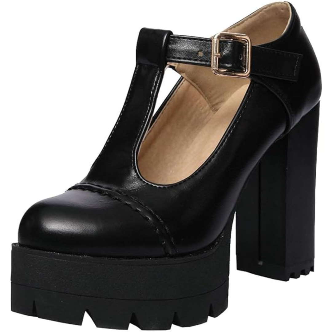 T-Strap Chunky Platform Heels – Jane R&B