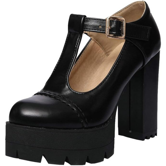 T-Strap Chunky Platform Heels – Jane R&B