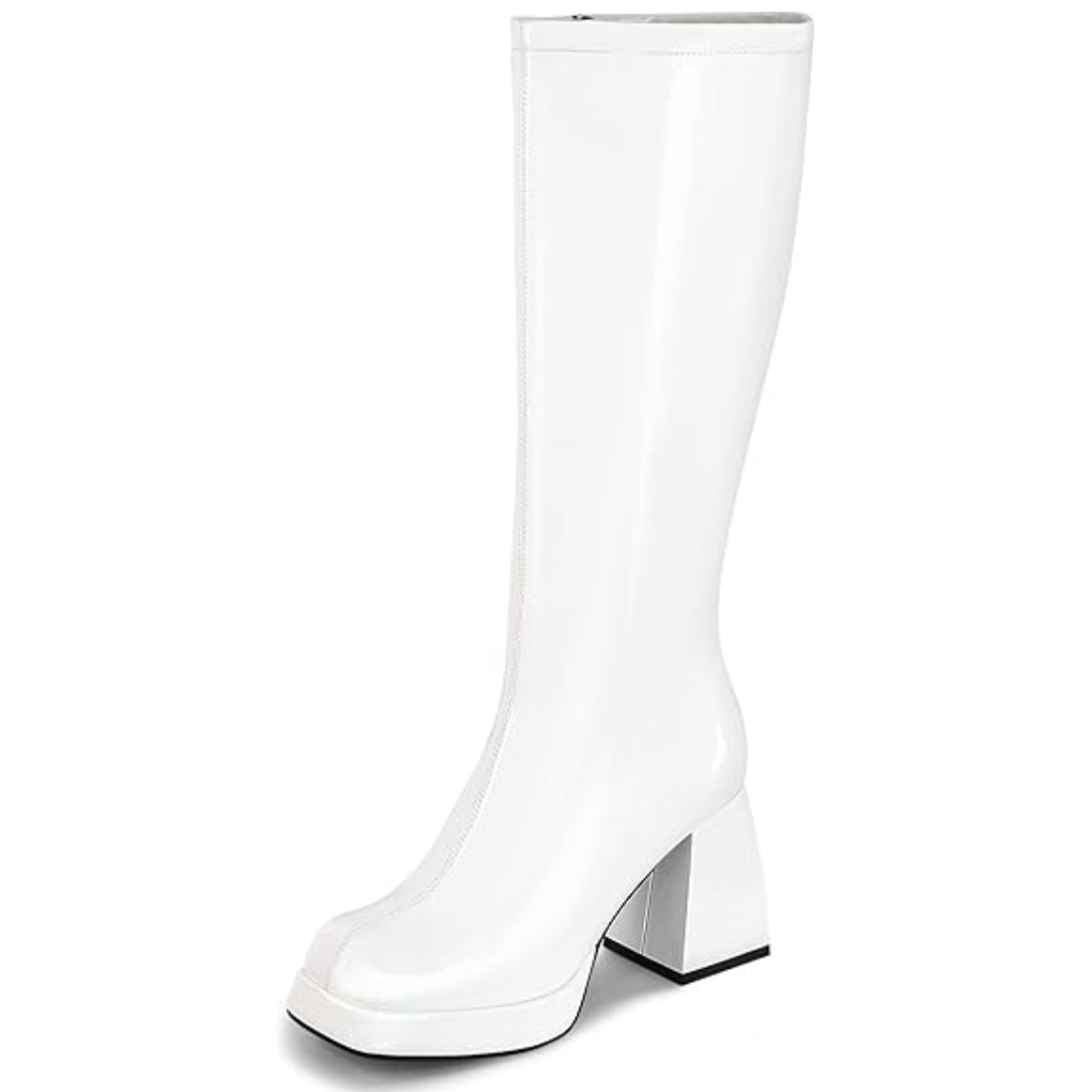 Leder-Plateau-Stiefel mit Blockabsatz - Ursula R&B