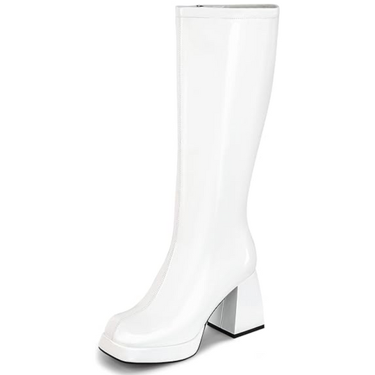 Leder-Plateau-Stiefel mit Blockabsatz - Ursula R&B