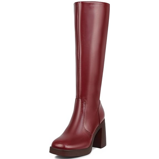 Leder-Plateau-Stiefel mit Blockabsatz - Ursula R&B
