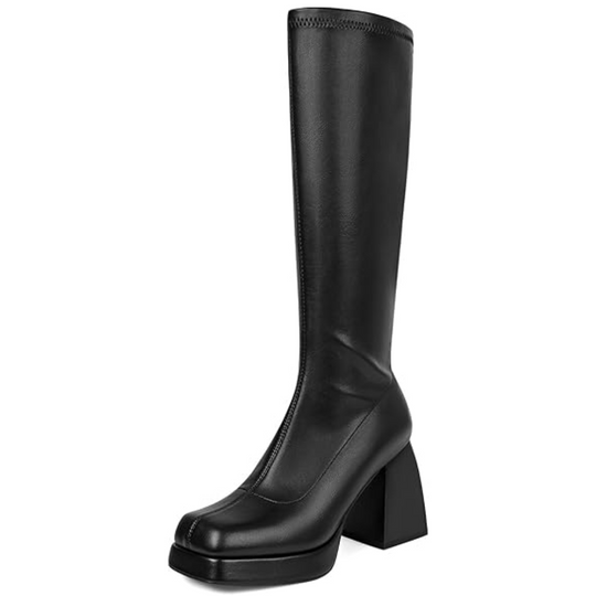 Leder-Plateau-Stiefel mit Blockabsatz - Ursula R&B