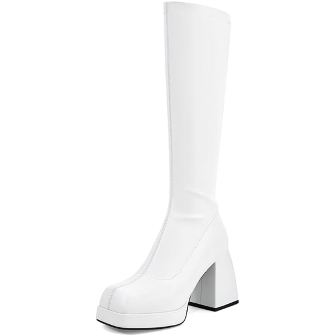 Leder-Plateau-Stiefel mit Blockabsatz - Ursula R&B