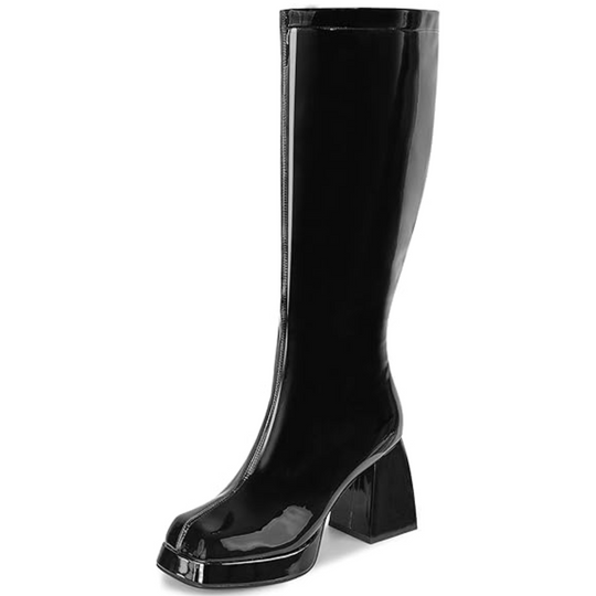 Leder-Plateau-Stiefel mit Blockabsatz - Ursula R&B