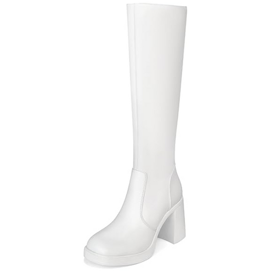 Leder-Plateau-Stiefel mit Blockabsatz - Ursula R&B