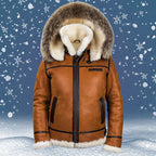 R&B | Winter Lammfelljacke mit Pelzkapuze