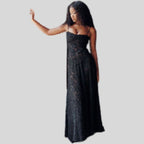 Maxi-Kleid aus Spitze mit eckigem Ausschnitt | Ayla