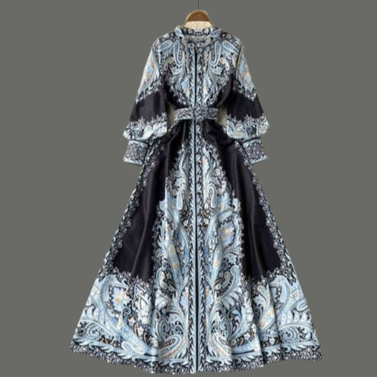 A-Linienkleid mit Gürtel und Blumenmuster