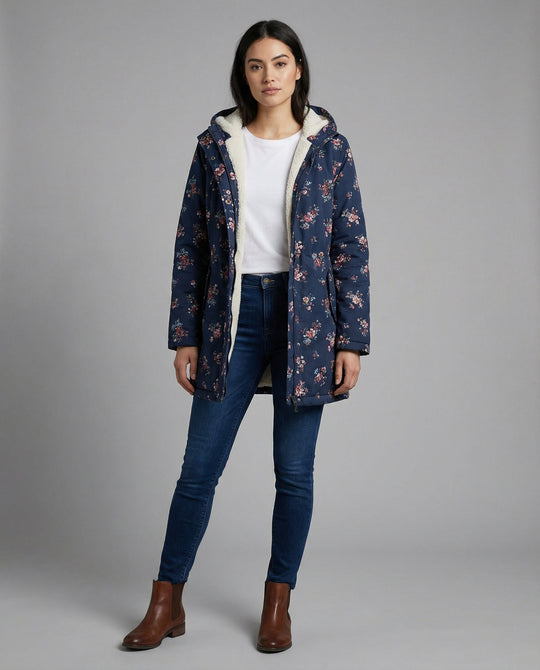 R&B | Winterjacke Damen mit Blumenmuster Warm