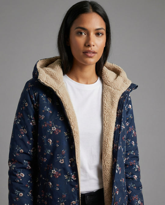R&B | Winterjacke Damen mit Blumenmuster Warm