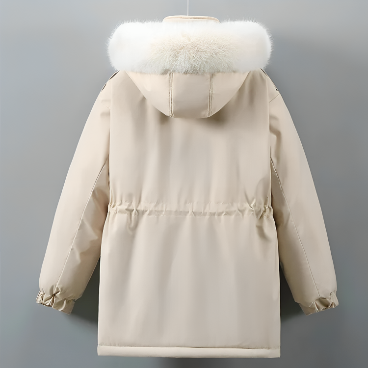 R&B | Winterjacke - gesteppte Jacke mit Kapuze, Pelzkragen und weichem Fleecefutter