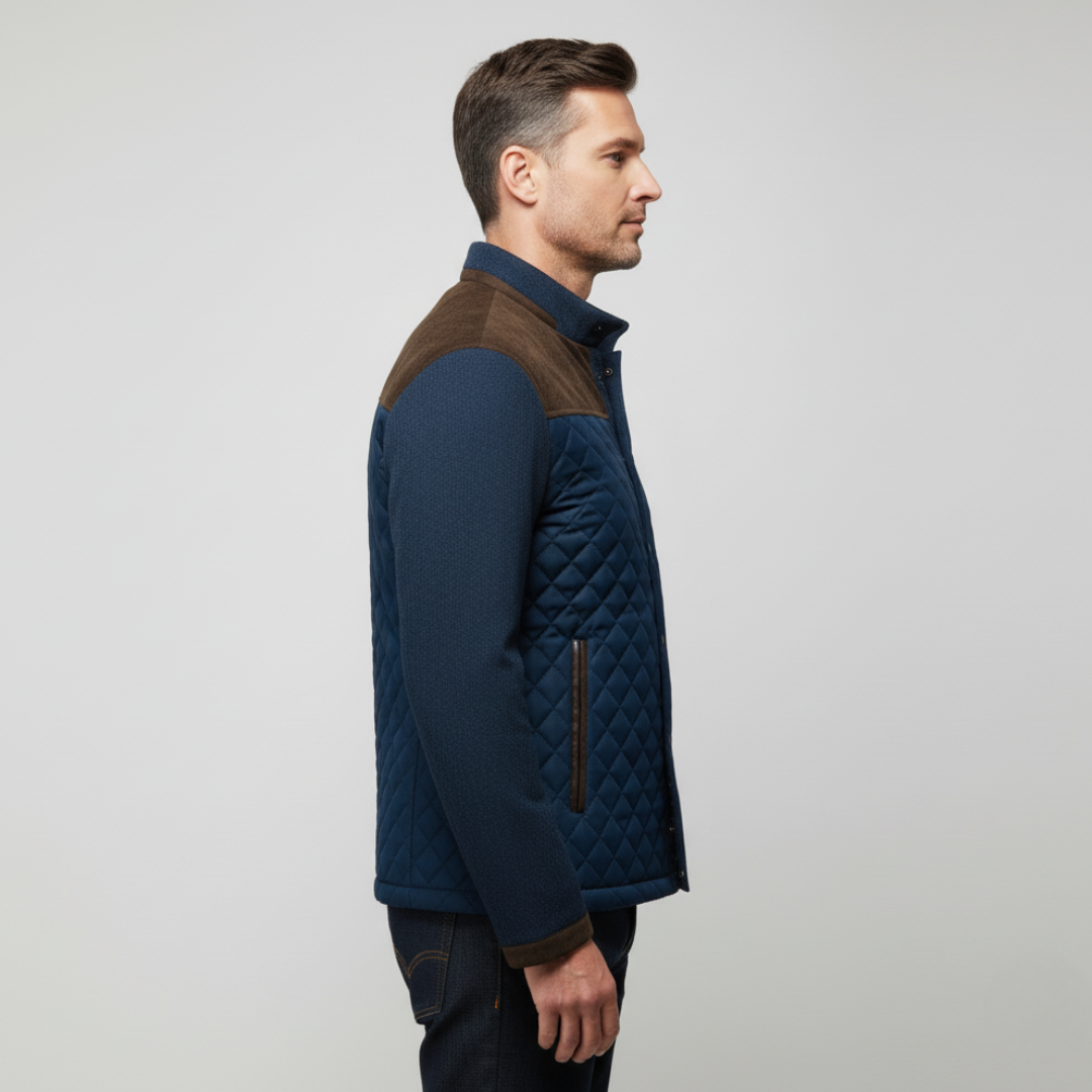 R&B | Jacke Steppdesign Normale Passform Wildlederelemente Hoher Kragen