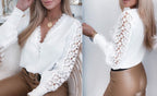 R&B | Elegante Top Mit Spitzenärmel Und V-Ausschnitt