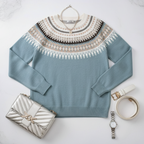 R&B | Strickpullover Fair Isle-Muster Rundhalsausschnitt Lange Ärmel Rippdetails