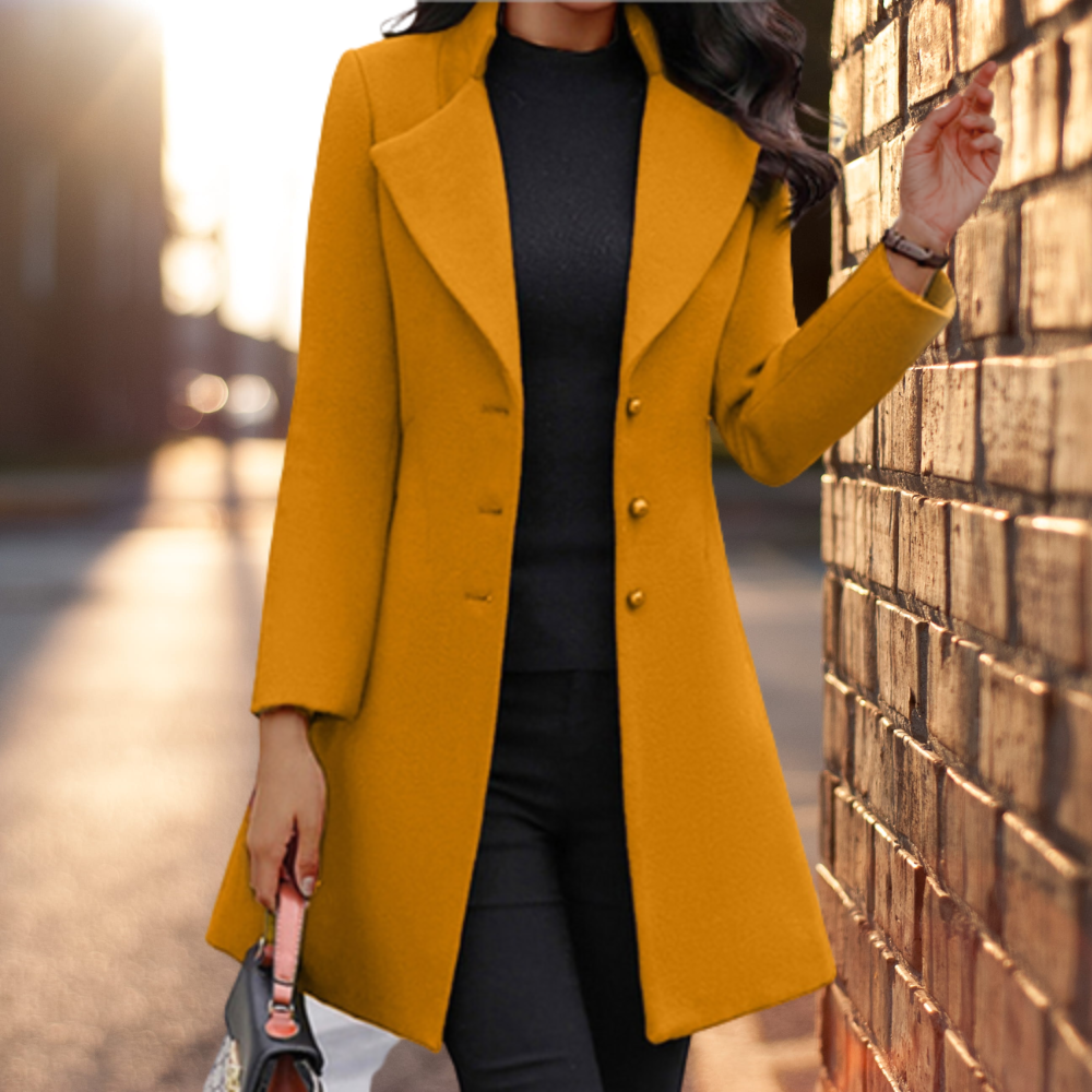 R&B | Stilvoller Damen Wollmischmantel Jacke mit Knöpfen