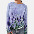 R&B | Wolle Rundhalsausschnitt Pullover Florales Relaxed Fit Pullover