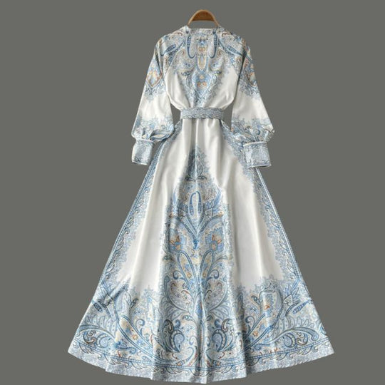 A-Linienkleid mit Gürtel und Blumenmuster
