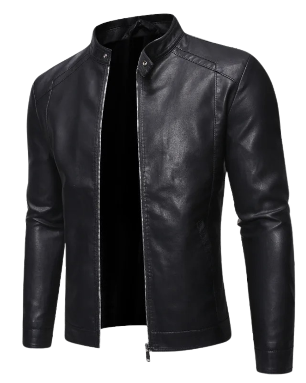R&B | Lederjacke mit Stehkragen
