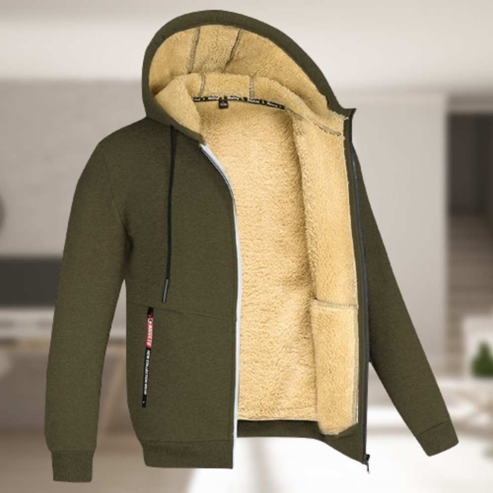 R&B | Lässige Herren Winterjacke mit Kapuze und Fleece