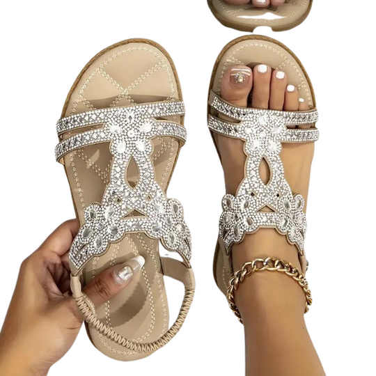 R&B | Flache Sandalen - Schick - Elastischer Knöchelriemen