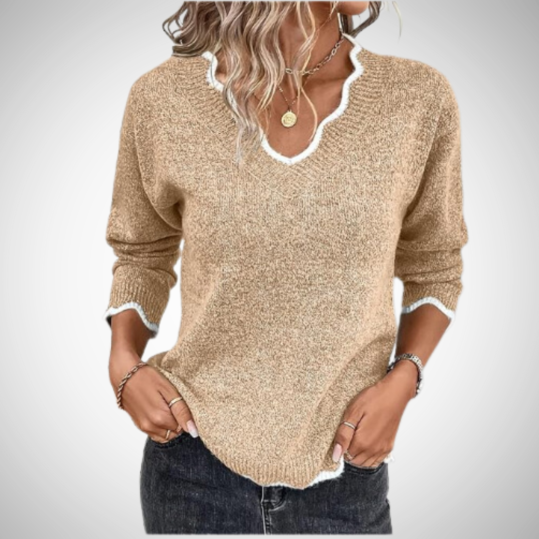R&B | Stylischer Strickpullover mit V-Ausschnitt